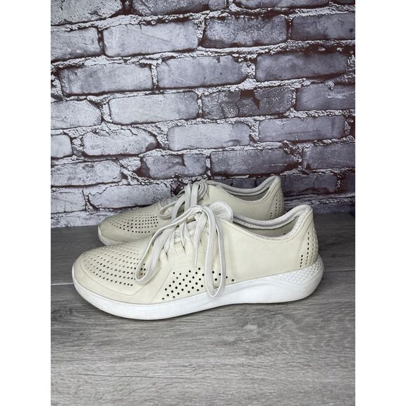 CROCS OFF WHITE Rubber Synthetic Light Lace Up WATER SHOES Men Sz 12M US/45EU - Picture 16 of 16